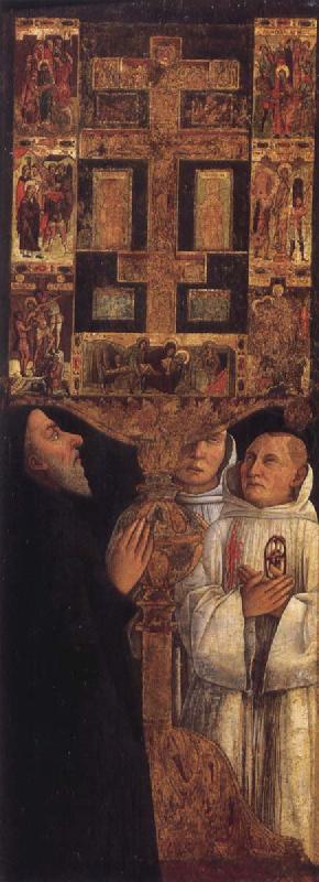Gentile Bellini Cardinal Bessarion before his reliquary containing a piece of the True Cross,Along with two brothers of the Scuola della Carita in Venice china oil painting image